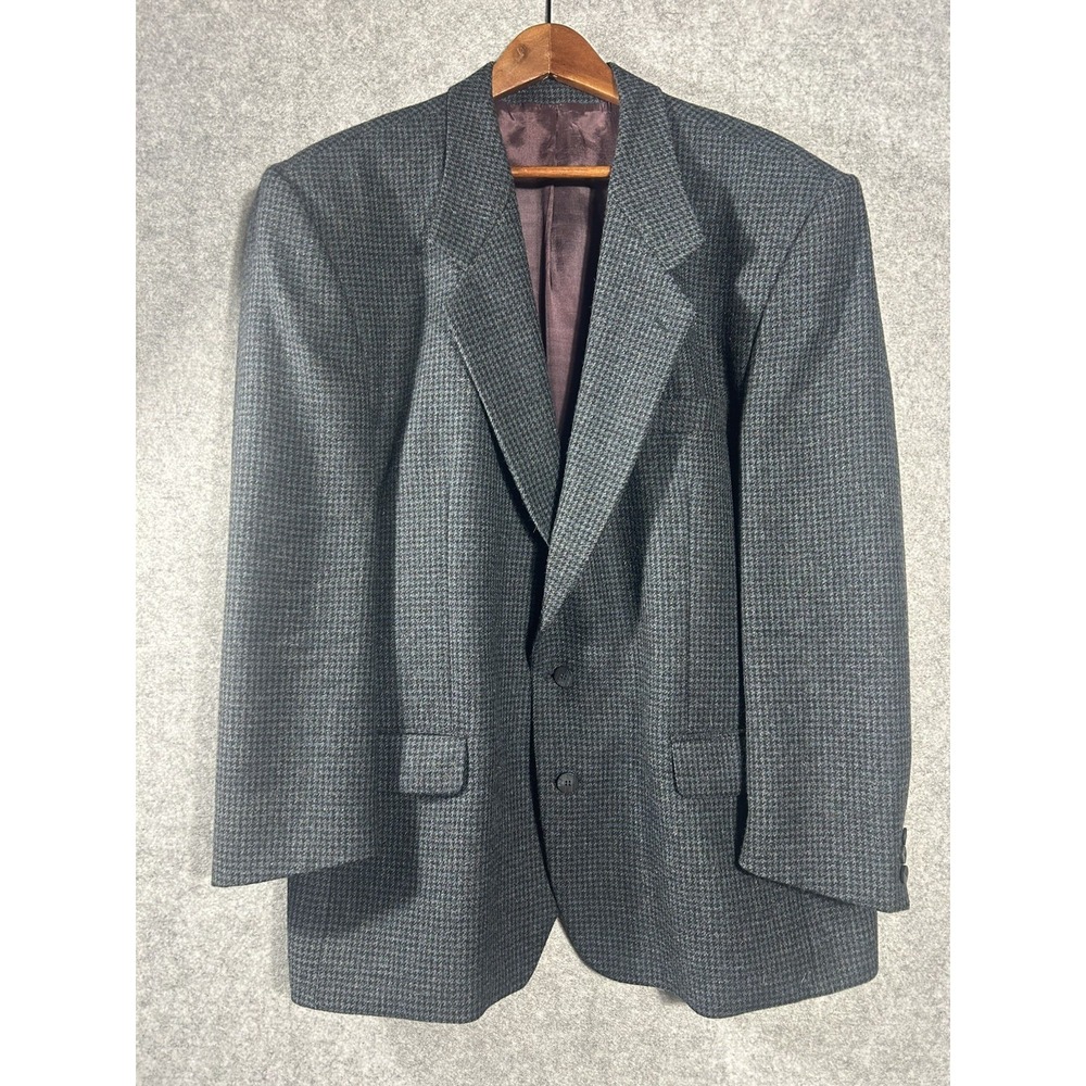 Peruvian Alpaca CINSA Sport Coat Blazer 48R Gray Blue Check 2 Button Canada Prep
